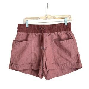 Athleta Casual Rust Brown Elastic Waist Drawstring Shorts with Pockets Size 8